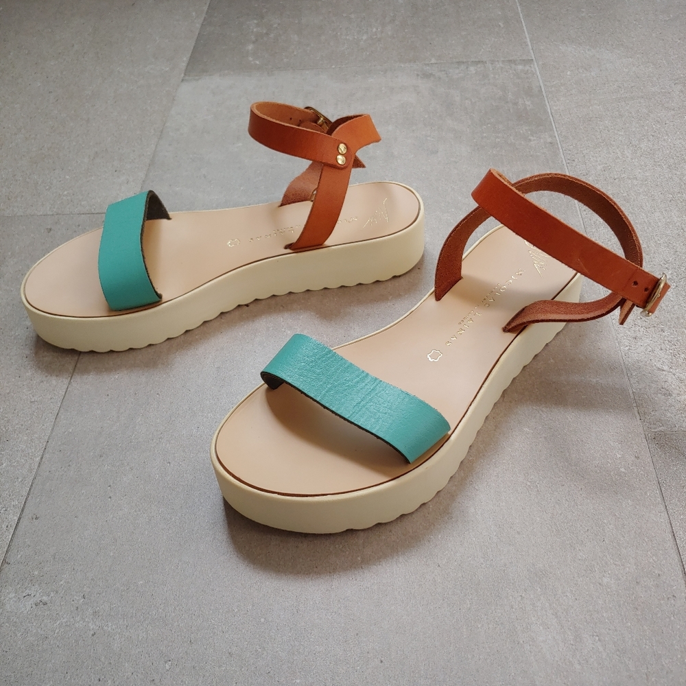 Greek Leather Platform Sandals Nicolas Lainas Size 6 EU 36 - Picture 4 of 15